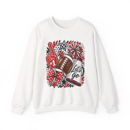Football Spirit Crewneck Sweatshirt — “Let’s Go” Game Day Red