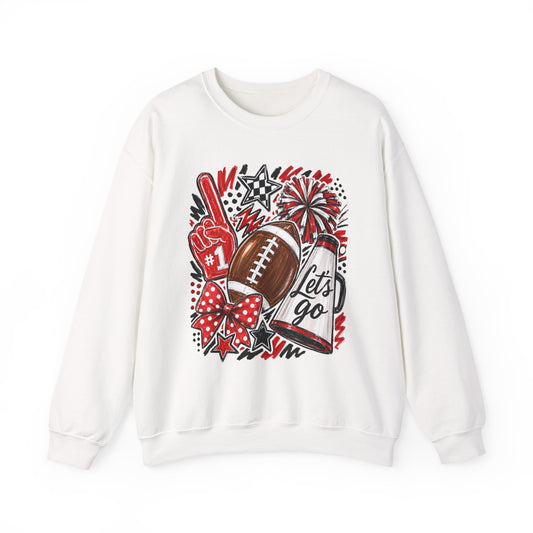 Football Spirit Crewneck Sweatshirt — “Let’s Go” Game Day Red