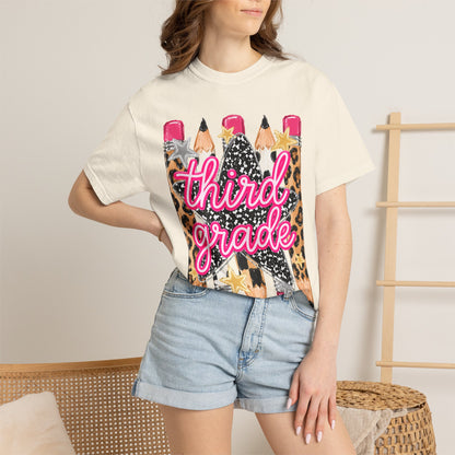 Third Grade Leopard Pencil T-Shirt