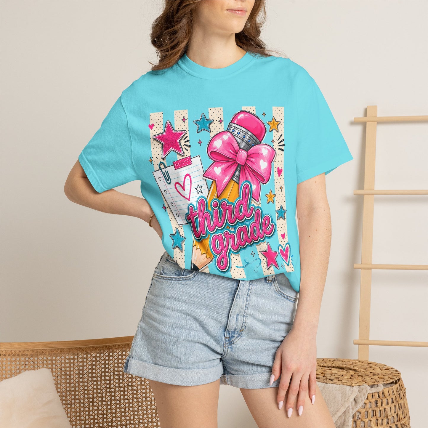 Third Grade Pencil & Microphone T-Shirt