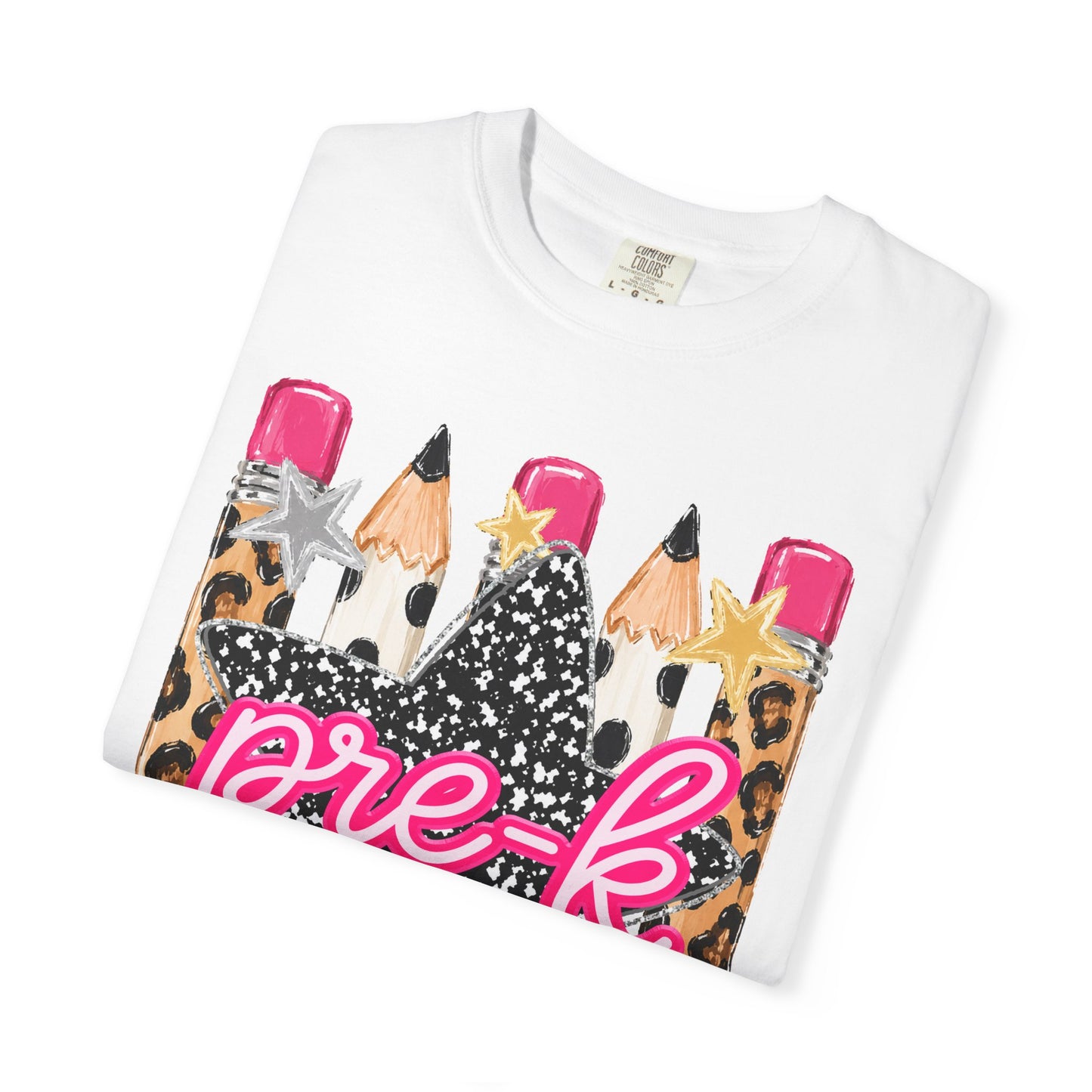 Pre-K Leopard Pencil Star T-Shirt — Cute Preschool Teacher / Back-to-School Tee