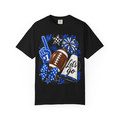 Football Fan Graphic T-Shirt — "Let's Go" Game Day Tee Blue