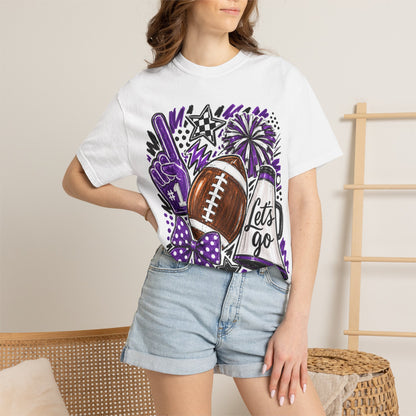 Football Spirit T-Shirt – "Let's Go" Cheer Graphic Purple