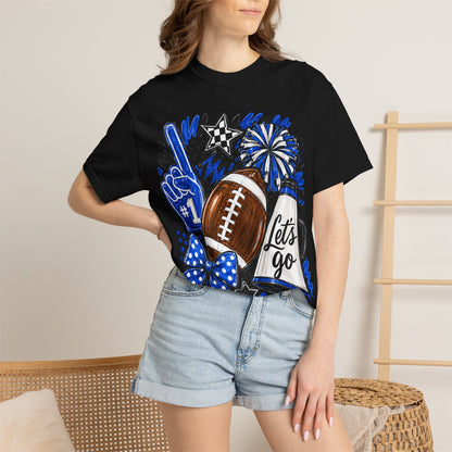 Football Fan Graphic T-Shirt — "Let's Go" Game Day Tee Blue
