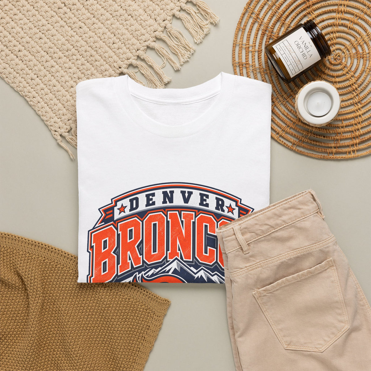 Denver Broncos-Retro Mountain Football Tee