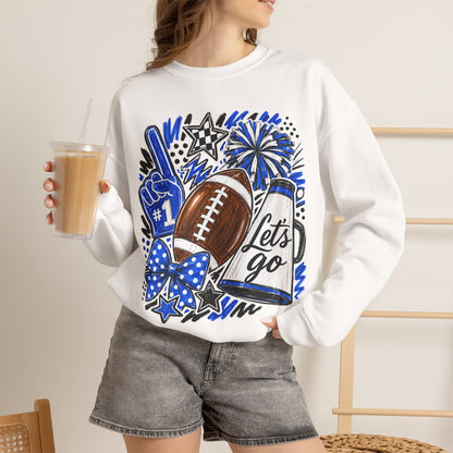 Football Fan Crewneck Sweatshirt – "Let's Go" Game Day Blue
