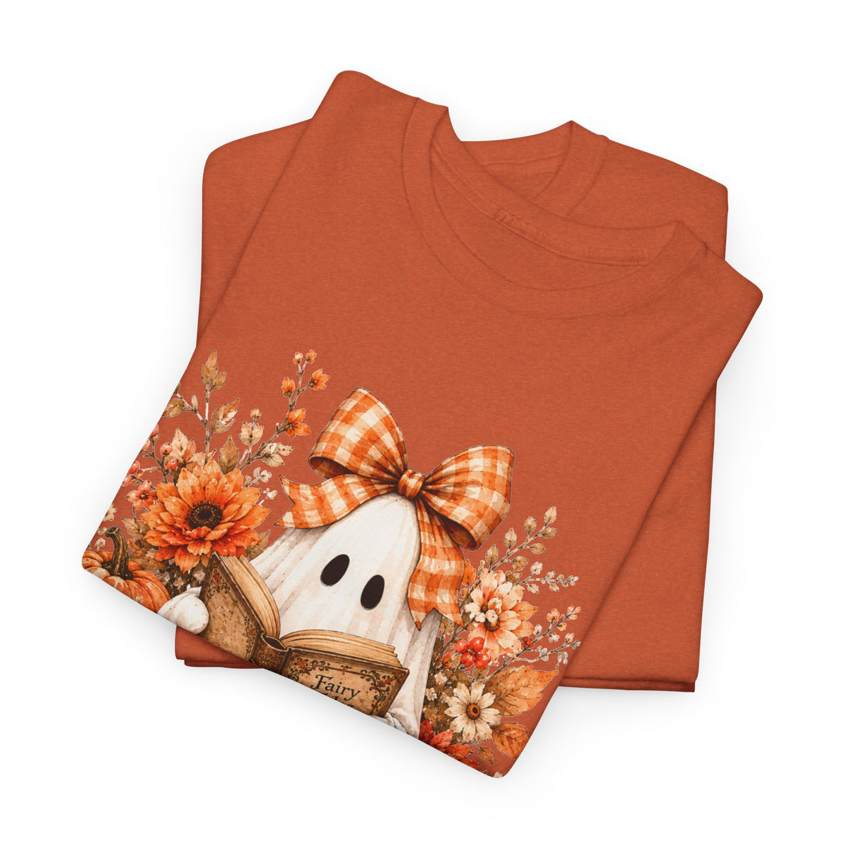 Fall Reading Ghost T-Shirt — Cute Pumpkin & Book Autumn Tee