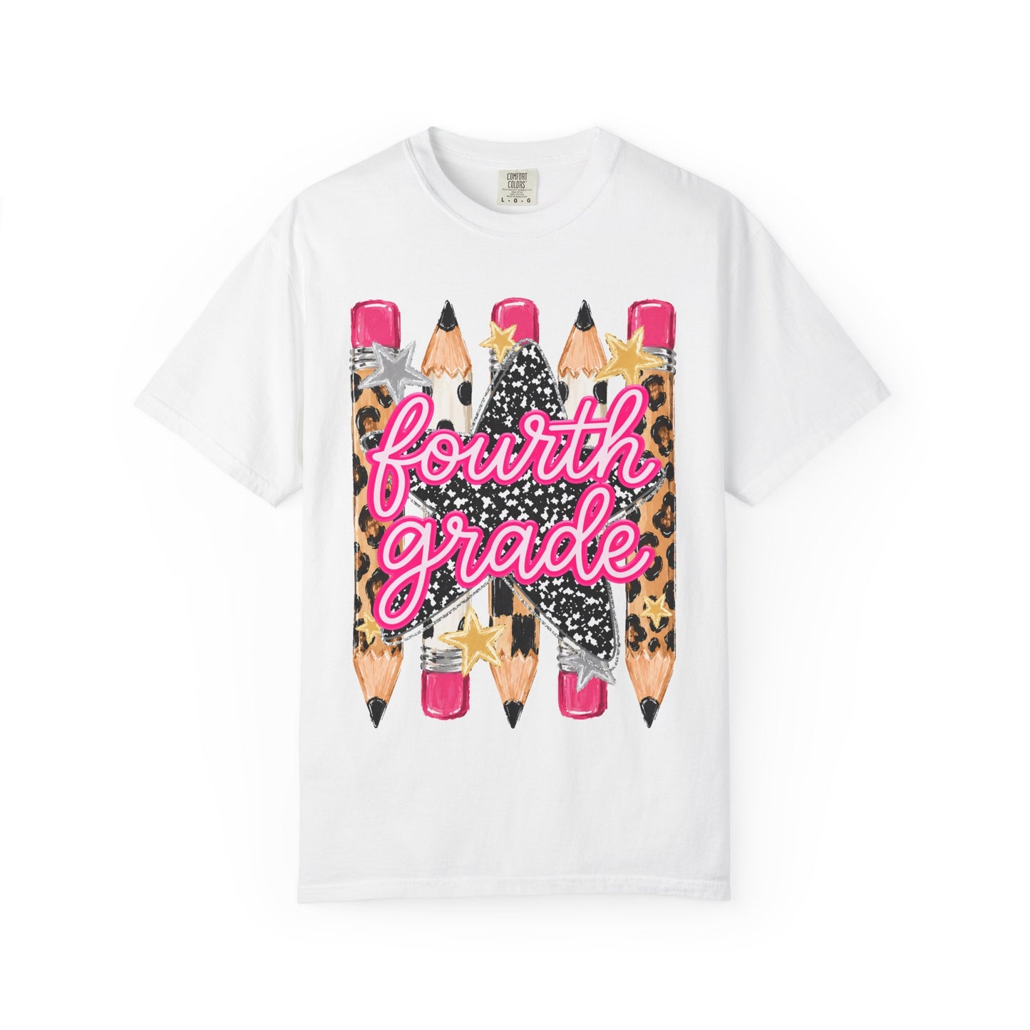 Fourth Grade Leopard Pencil T-Shirt