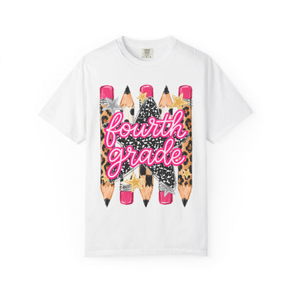 Fourth Grade Leopard Pencil T-Shirt