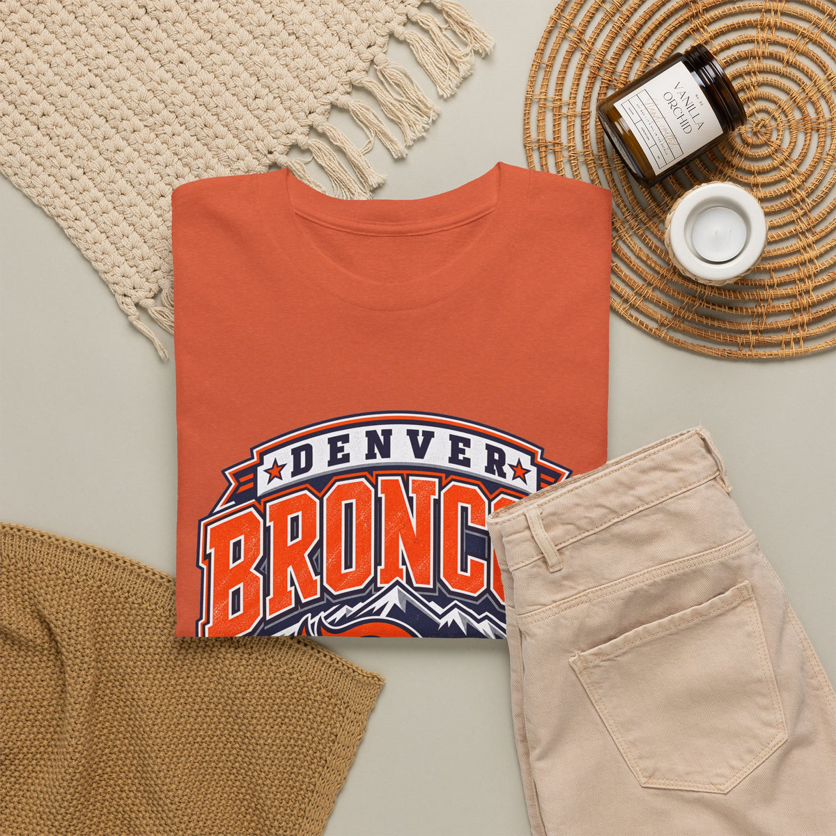 Denver Broncos-Retro Mountain Football Tee