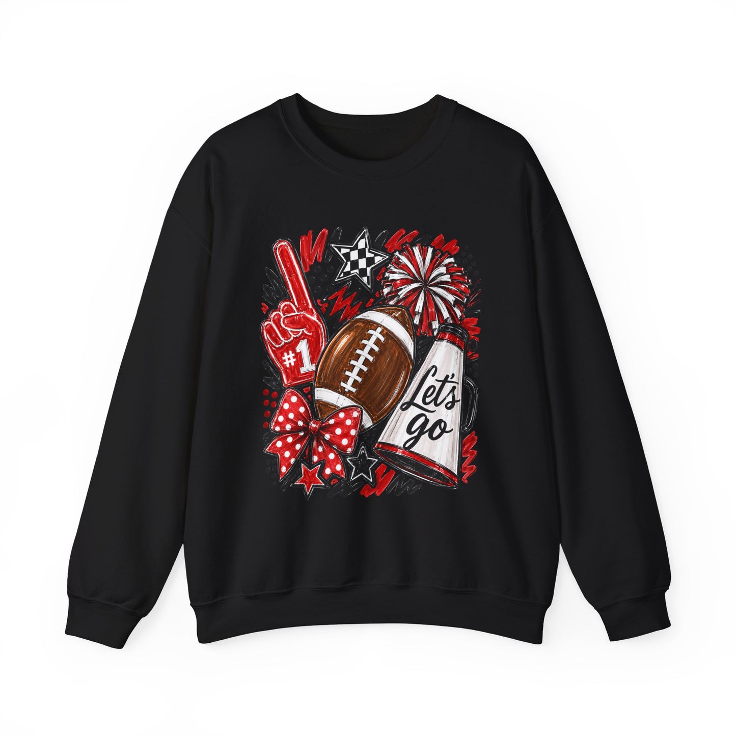 Football Spirit Crewneck Sweatshirt — “Let’s Go” Game Day Red