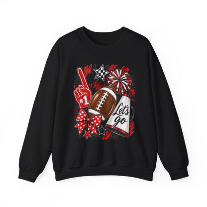 Football Spirit Crewneck Sweatshirt — “Let’s Go” Game Day Red