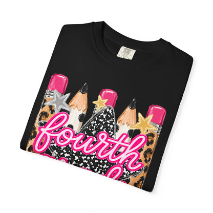 Fourth Grade Leopard Pencil T-Shirt