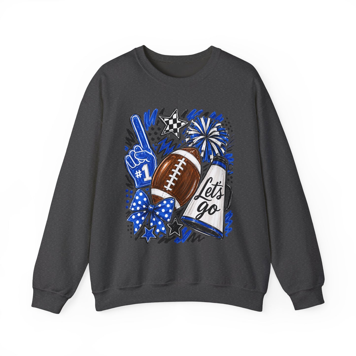 Football Fan Crewneck Sweatshirt – "Let's Go" Game Day Blue