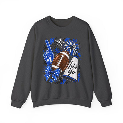 Football Fan Crewneck Sweatshirt – "Let's Go" Game Day Blue