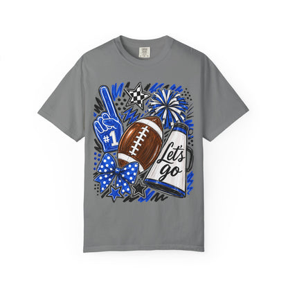Football Fan Graphic T-Shirt — "Let's Go" Game Day Tee Blue