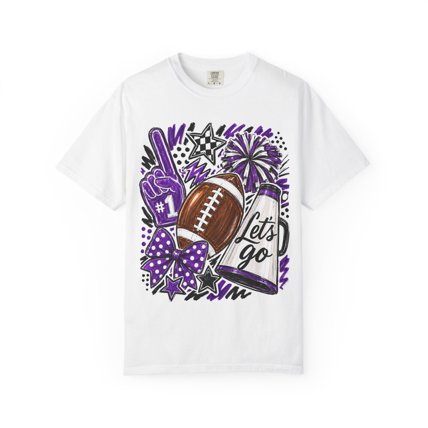 Football Spirit T-Shirt – "Let's Go" Cheer Graphic Purple
