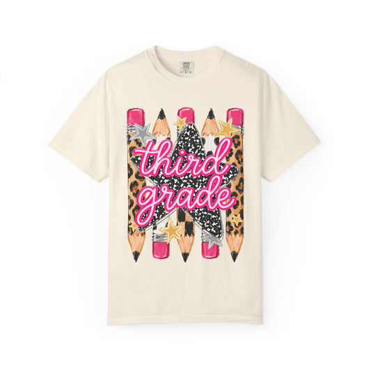 Third Grade Leopard Pencil T-Shirt