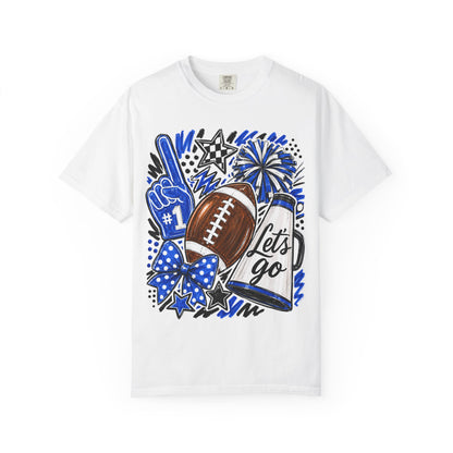 Football Fan Graphic T-Shirt — "Let's Go" Game Day Tee Blue