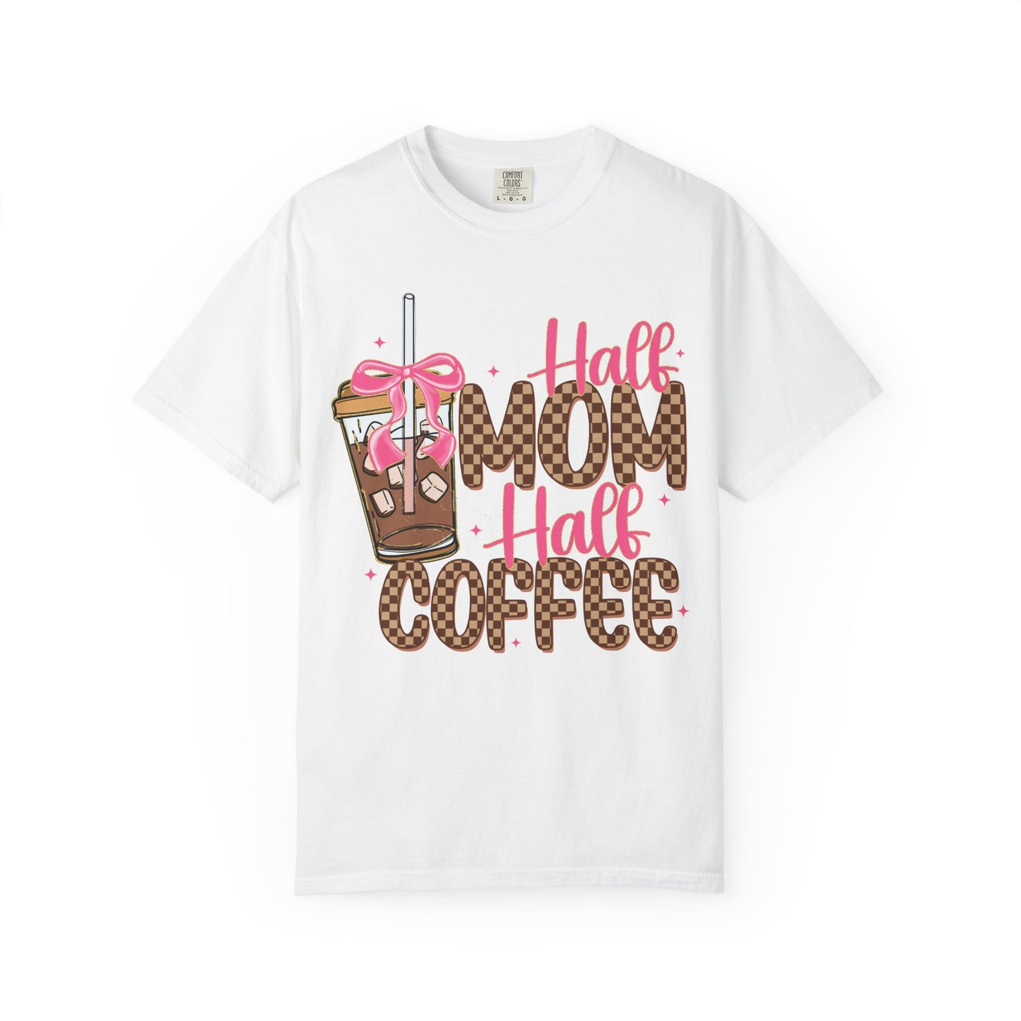 Half Mom Half Coffee T-Shirt — Cute Leopard Iced Coffee Graphic Tee for Moms