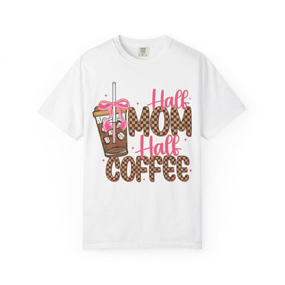 Half Mom Half Coffee T-Shirt — Cute Leopard Iced Coffee Graphic Tee for Moms