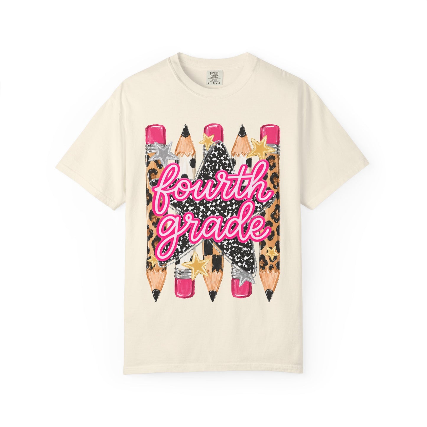Fourth Grade Leopard Pencil T-Shirt