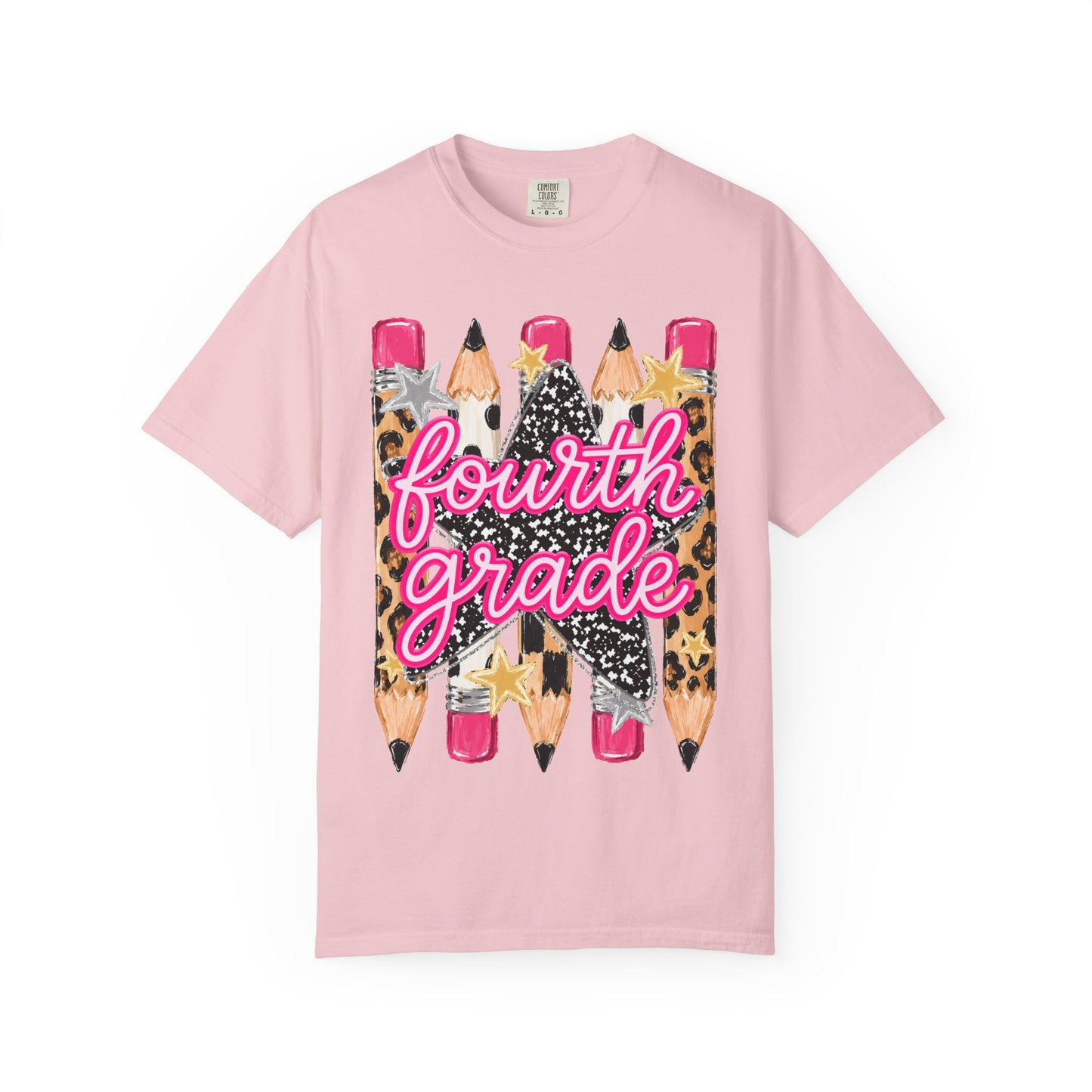 Fourth Grade Leopard Pencil T-Shirt