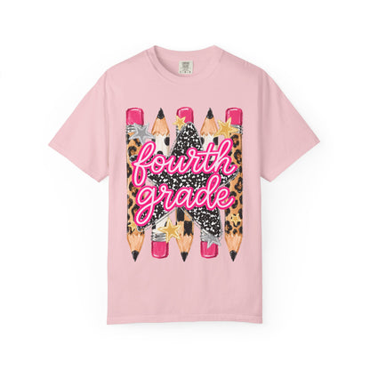 Fourth Grade Leopard Pencil T-Shirt