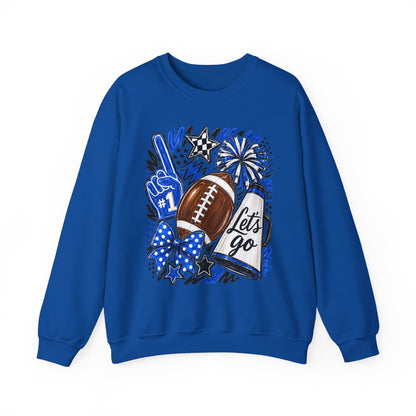 Football Fan Crewneck Sweatshirt – "Let's Go" Game Day Blue