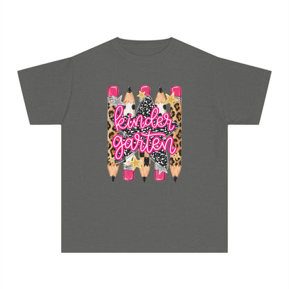 Kindergarten Leopard Pencil Youth Tee - Cute Back-to-School Shirt