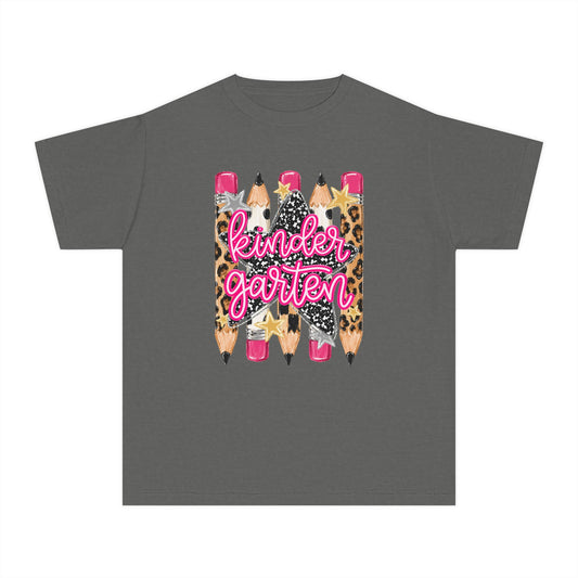 Kindergarten Leopard Pencil Youth Tee - Cute Back-to-School Shirt