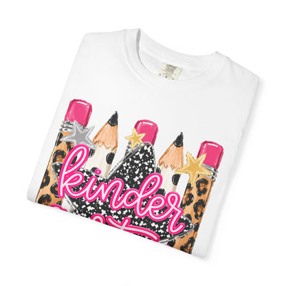 Kindergarten Leopard Pencil T-Shirt — Cute Back-to-School Tee for Teachers & Kids
