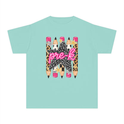 Pre-K Leopard Pencil Youth Tee — Cute Back-to-School Shirt for Preschool Girls