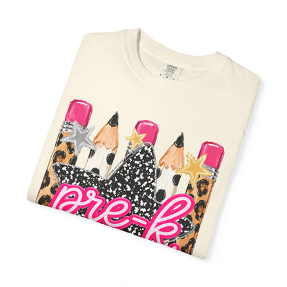 Pre-K Leopard Pencil Star T-Shirt — Cute Preschool Teacher / Back-to-School Tee