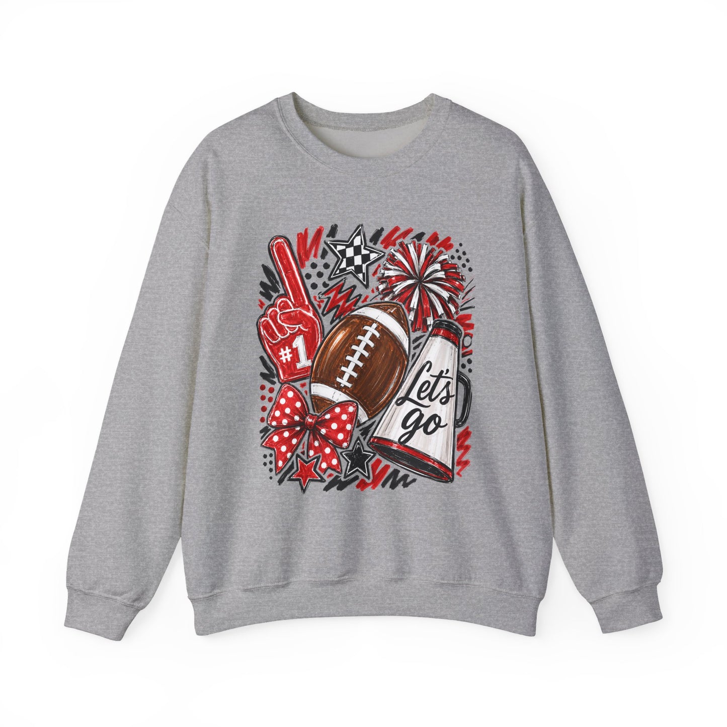 Football Spirit Crewneck Sweatshirt — “Let’s Go” Game Day Red